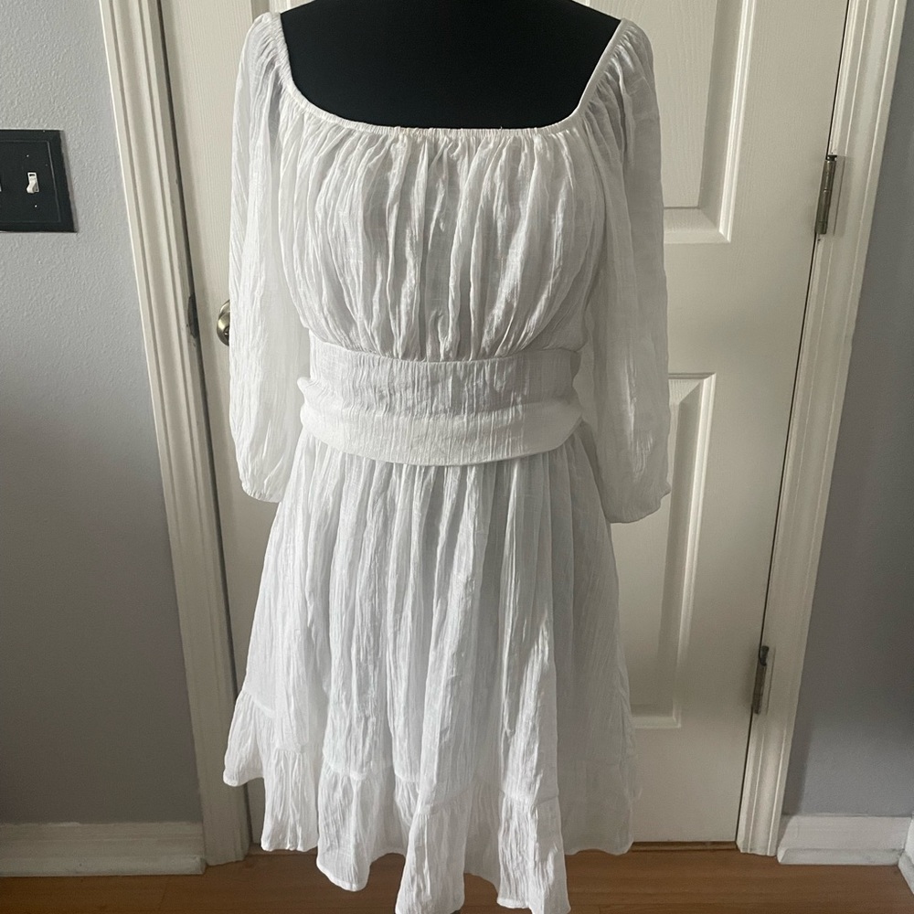 White XL Summer Dress 35% Polyester 65% Viscose